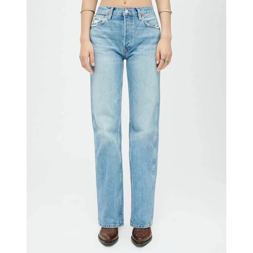 Re/Done Women's Size 25 90s High Rise Loose Fit Denim Jeans in Worn Blue Organic